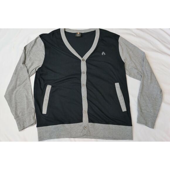 AKADEMIKS Vintage Men's Large Blue Grey Hip-Hop Scholar Sweater Vest Button-Up - Picture 1 of 12